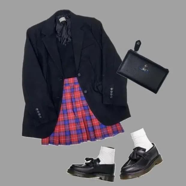 [가을 겨울 코디세트] 펑크룩 프레피룩 나나깔 빈티지패션 고스룩