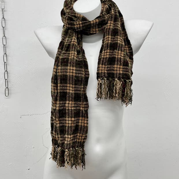 벨벳 체크 수술 머플러 