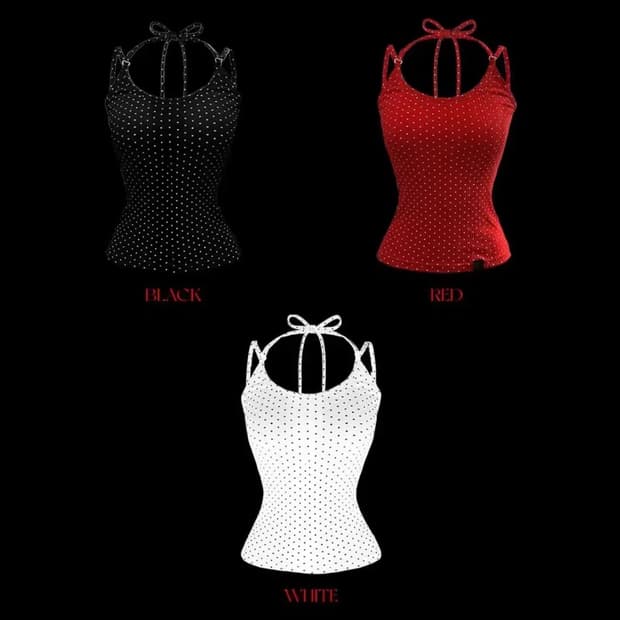 티오에이치 비하트 도트 나시 슬리브리스 화이트