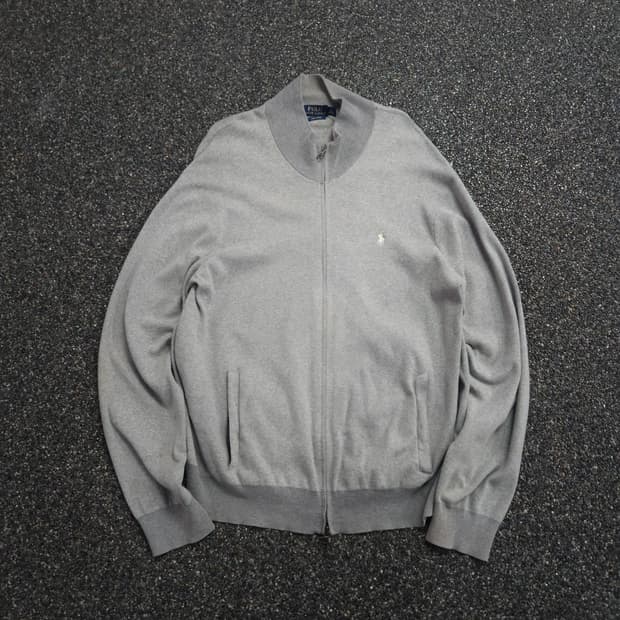 폴로 랄프로렌 포니 로고 미니멀 투웨이 니트 집업 (XL)