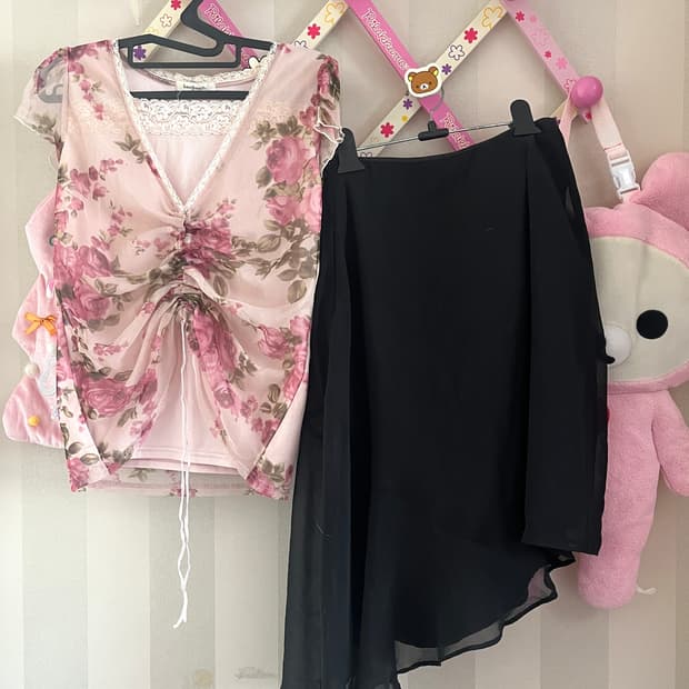 빈티지오리엔탈페어리코디세트 블랙언발스커트