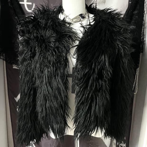 Jpn fur jacket 퍼자켓고스고딕펑크락시크다크웨어그런지나나깔이모