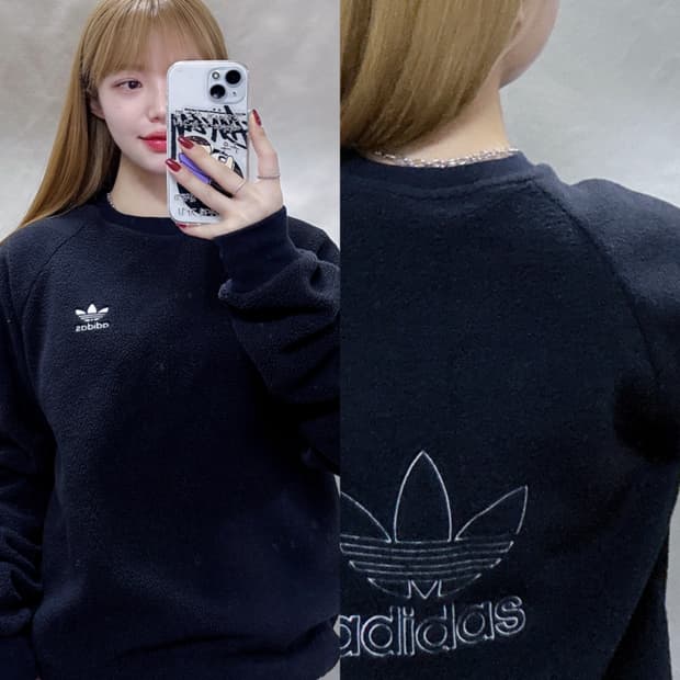 아디다스 빅로고 플리스 맨투맨 