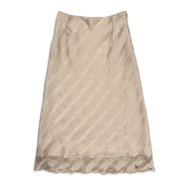 빈티지 아이보리 레이스 도트 롱 스커트