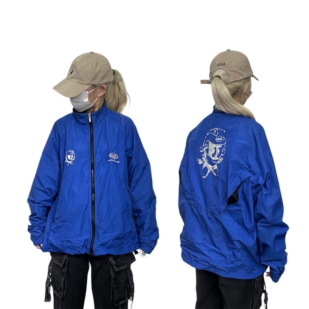 아라이 블루 오토바이 빅 로고 바람막이 자켓 