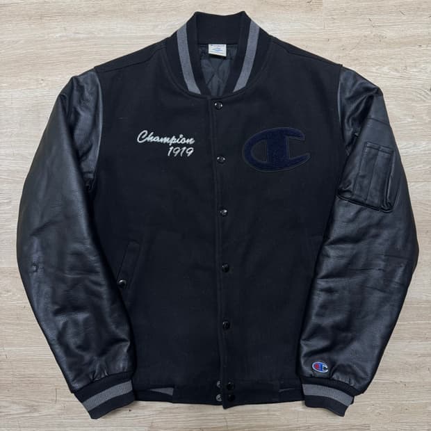 챔피온 가죽 바시티자켓
