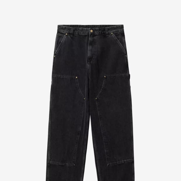 XS사이즈 칼하트WIP 내쉬 더블니 팬츠 블랙 스톤 워시드