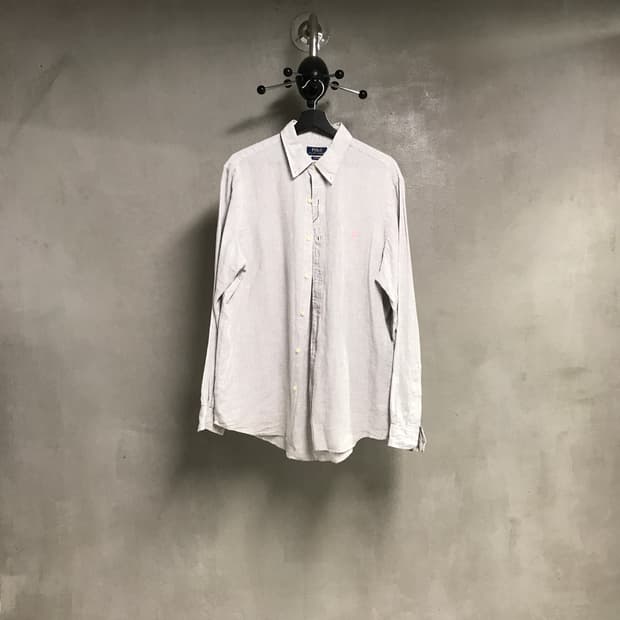 폴로 랄프로렌 QR 린넨 셔츠 그레이 L
