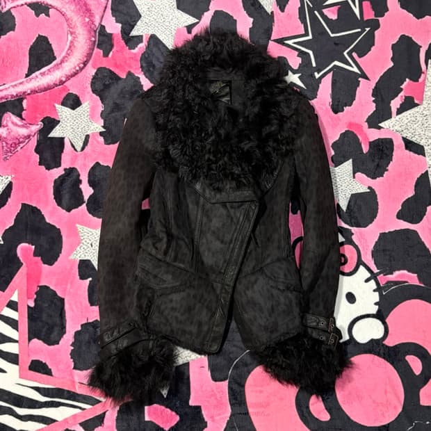 Onegyaru Y2K Leopard fur jacket 
