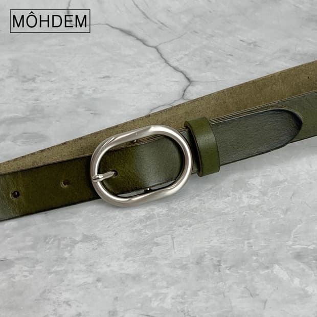 [Unisex] 말차라테 천연가죽 미니멀 벨트