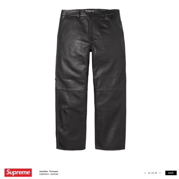 슈프림 레더 트라우저 팬츠 블랙 34