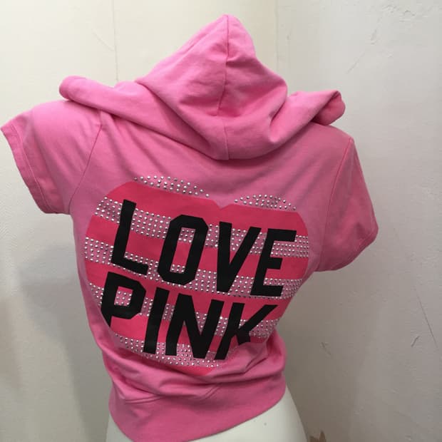 PINK 핑크 반팔 후드집업