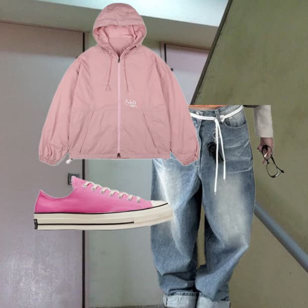 핑크 개강룩 바람막이코디 세트 코디