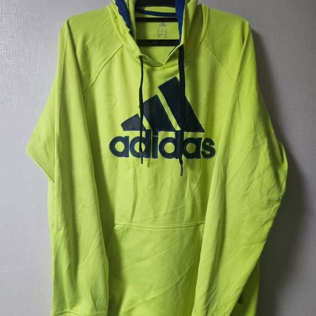 아디다스 형광 후드티 L
