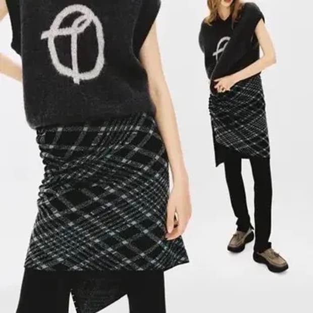 더오픈프로덕트 체크 니트 스커트