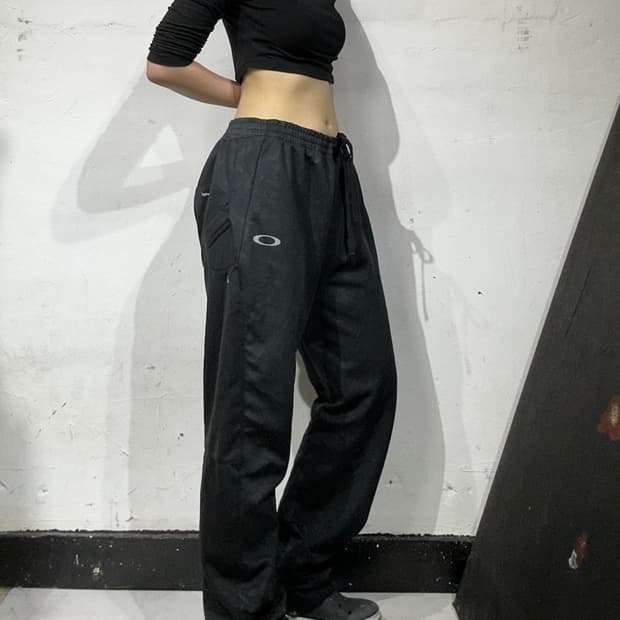 오클리 블랙 와이드 추리닝 바지 트레이닝 팬츠 XL