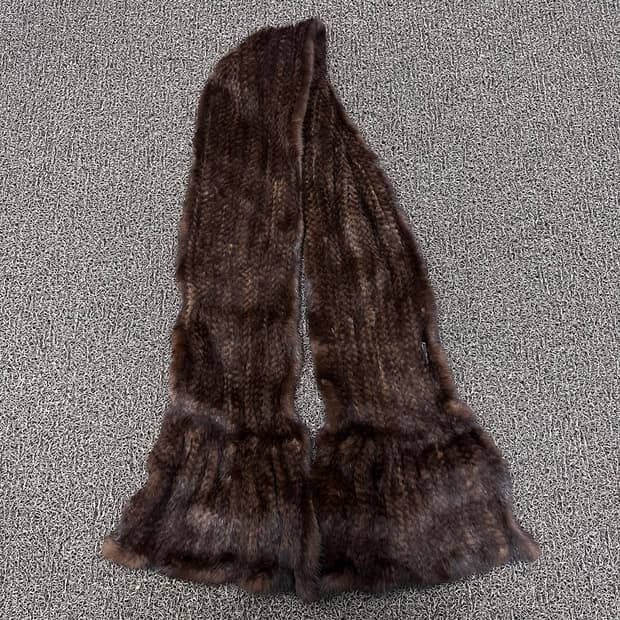 매트로시티 여성 밍크 털 목도리 브라운