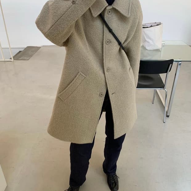 nod 나이트오프데이 엔오디 알파카부클코트 하프기장 베이지