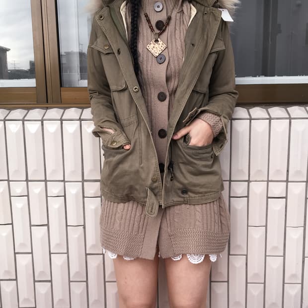 Fur hood filed jacket