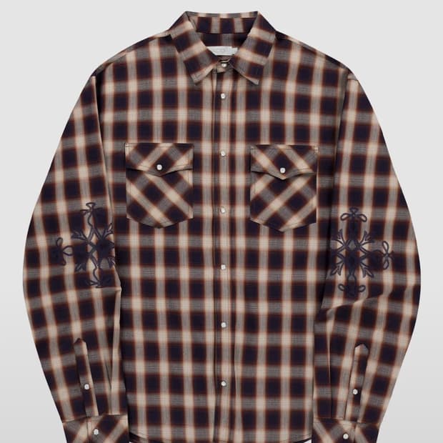 (M)슬로우애시드 니들 워크 체크 셔츠