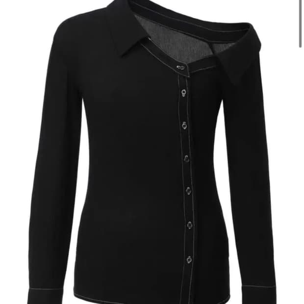 쓰리타임즈 스티치 오프 셔츠 블랙