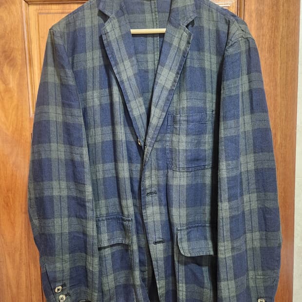 J.Keydge 블랙와치 린넨 블레이저48