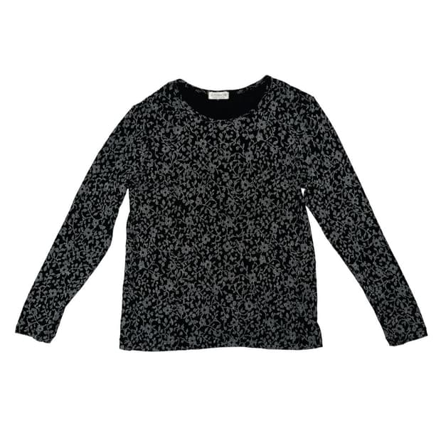 Black printing long sleeve top