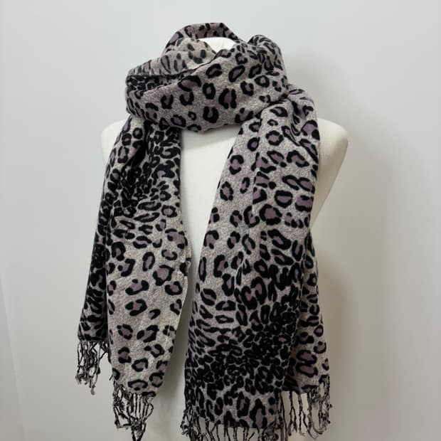 퍼플 호피 레오파드 머플러 목도리