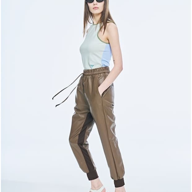 퍼블리카X PUBLICKAX 브라운 레더 조거 팬츠 M사이즈