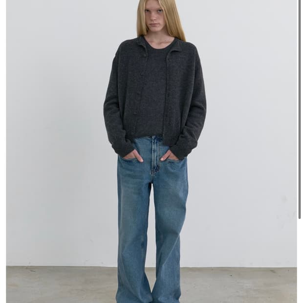 Aieul(아이엘) Seal Knit Cardigan_Charcoal