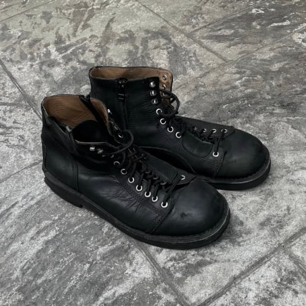 요지야마모토 뿌르옴므 페스너 바이커 부츠