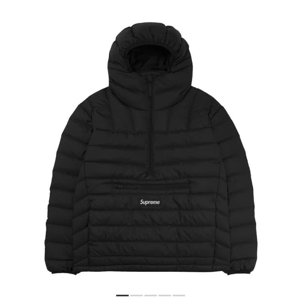 (L) 슈프림 마이크로 다운 하프 집 후드 풀오버 블랙 24FW