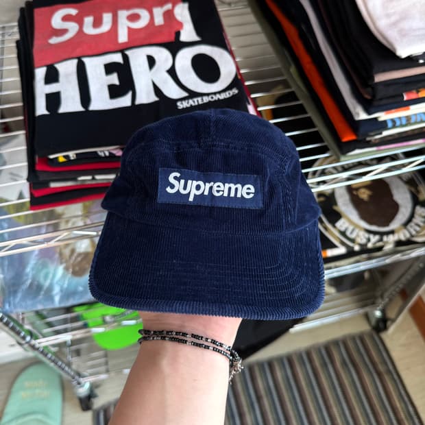 슈프림 코듀로이 캠프캡 네이비