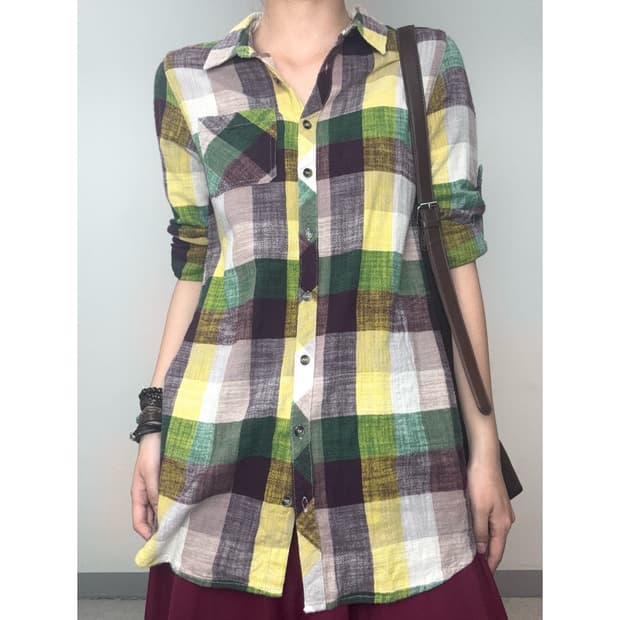 빈티지 체크 셔츠 원피스