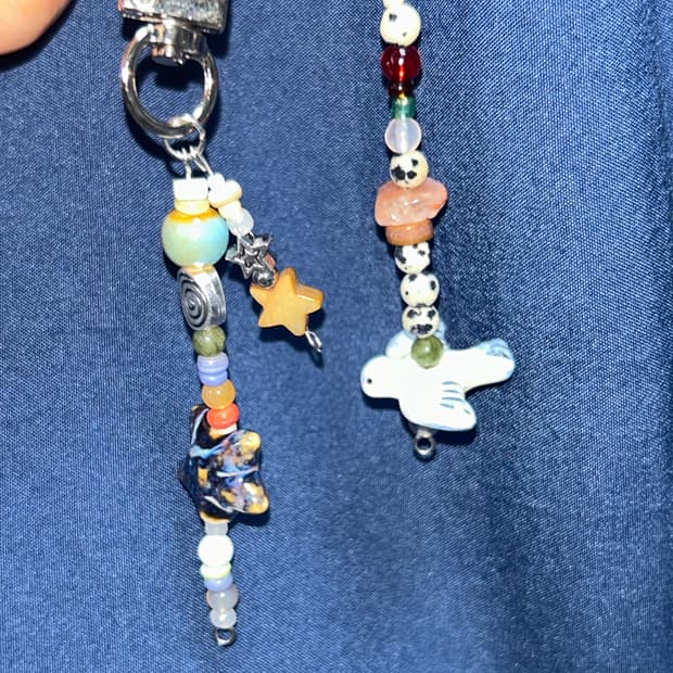 빈티지 비즈 키링 / vintage bird keyring
