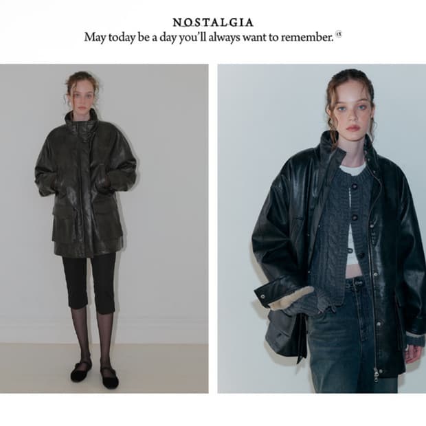 에트몽 / Faux Leather Fur Coat, Black