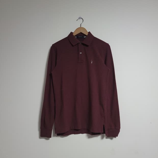 (95) HAZZYS 헤지스 버건디 긴팔 카라 티셔츠