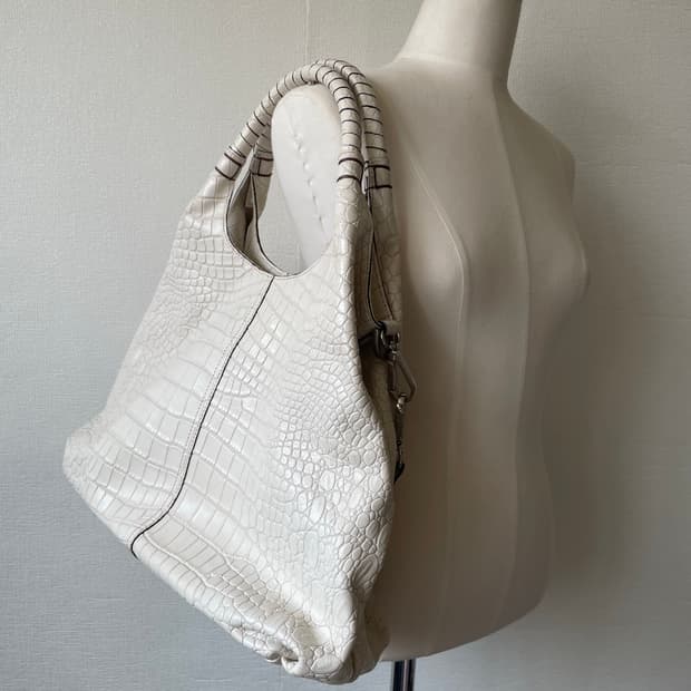 Real Leather White Cowhide Python Big Ba