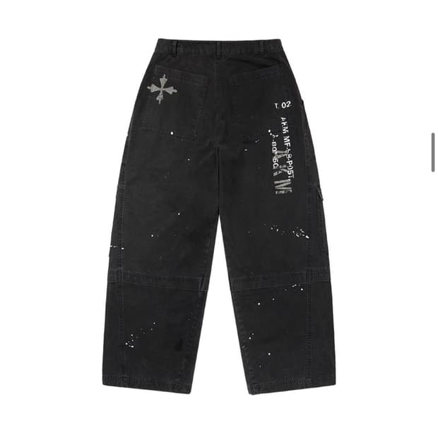 Painted Military Cargo Pants Black ( 1 )