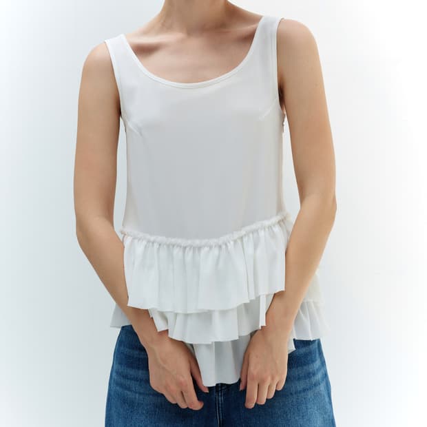 burmula FRILL SLEEVELESS TOP (WHITE)