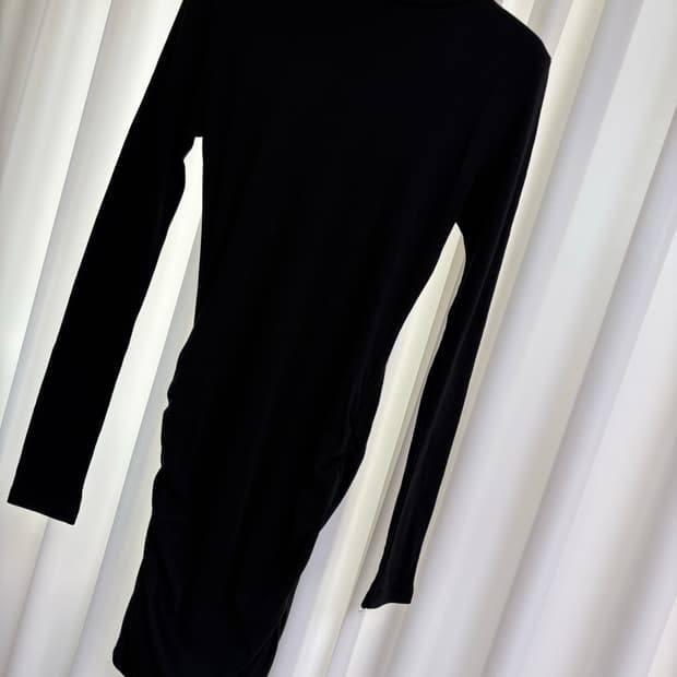 기모 폴라 셔링 원피스 블랙