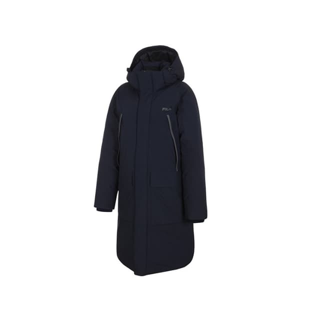 (105)휠라 헤비 벤치 롱다운 패딩 점퍼 네이비