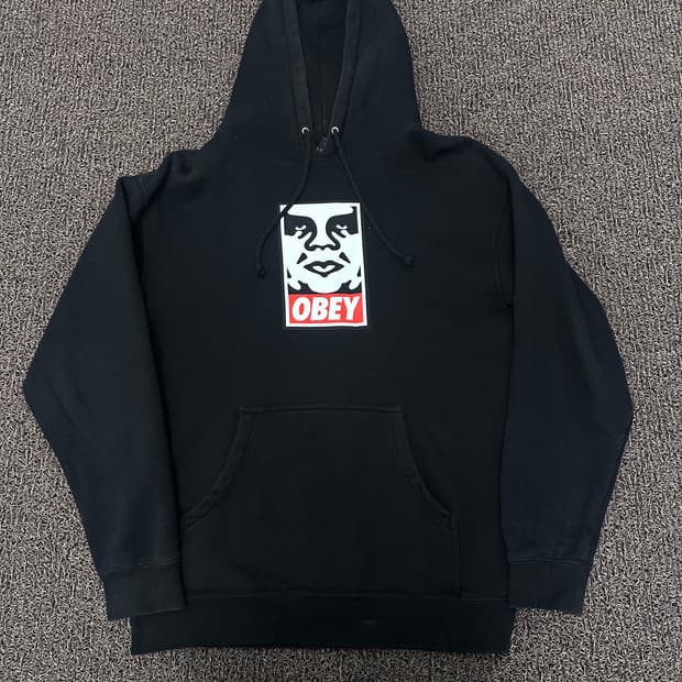 OBEY 오베이 기모 후드티 블랙 M