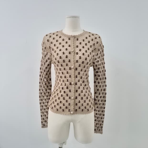 BIANCA COLLECTION 베어 플라워 크로쉐 가디건