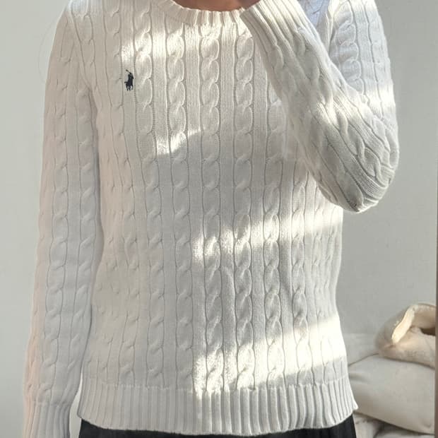 폴로 랄프로렌 케이블 니트 화이트 M