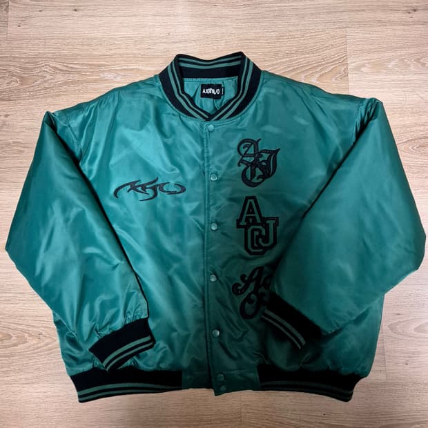 아조바이아조 나일론 베이스볼 자켓 그린 L(피로 착용)