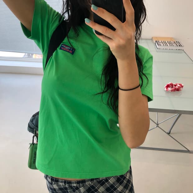 엑스걸 X-girl 그린 반팔티셔츠 size 1