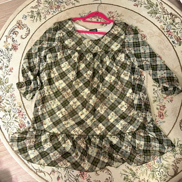 녹차 모리걸 패치워크 블라우스 원피스