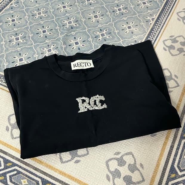 Recto 렉토 비즈 로고 반팔 블랙 S