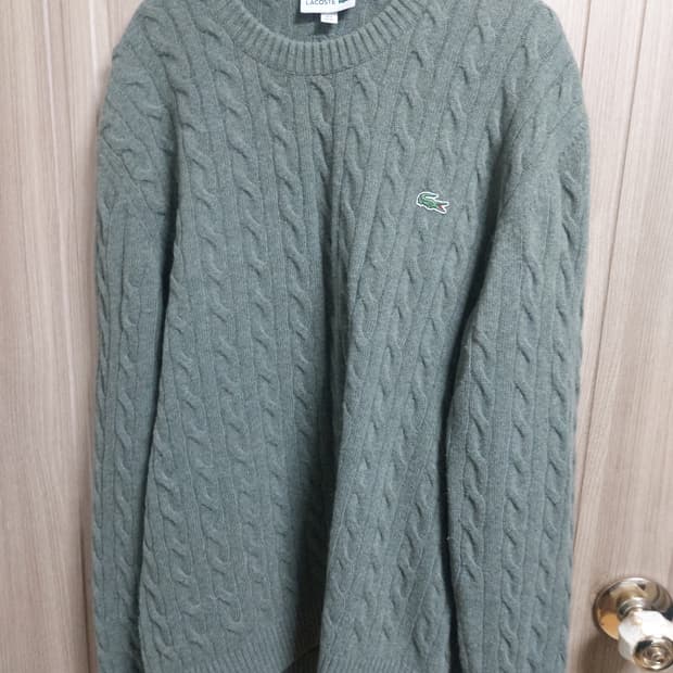 라코스테 그린 꽈배기 니트